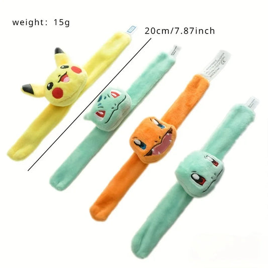 4 estilos de pulseras de peluche Pokémon – Pikachu, Squirtle, Charmander, Bulbasaur, pulseras de figuras clásicas de anime para regalo de niños