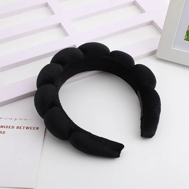Diadema Retro Acolchada de Terciopelo – Diadema de Esponja Acolchada para Mujeres y Niñas | Accesorio de Moda para Maquillaje y Peinado