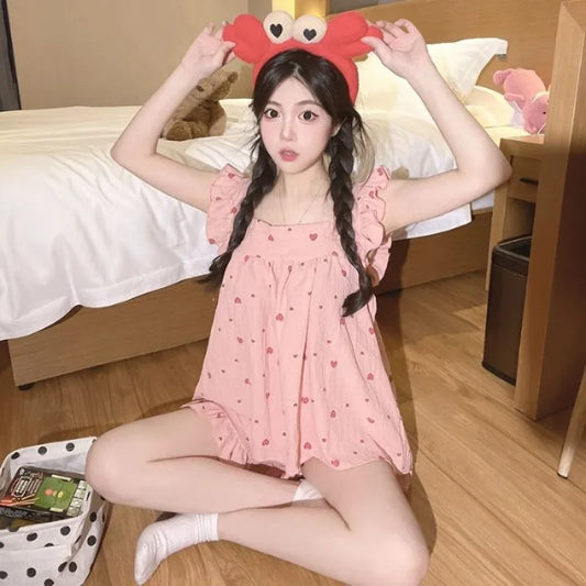 Conjunto de pijama de verano para mujer – Top y pantalones de manga corta de 2 piezas, ropa de dormir suave y ligera y ropa de estar cómoda