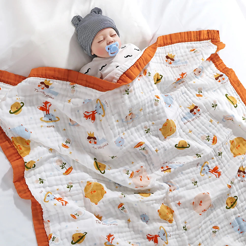 Manta de bebé de gasa 100% algodón de 6 capas – Suave, transpirable, arrullo para recién nacidos, envoltura para bebés y toalla de baño absorbente para bebés