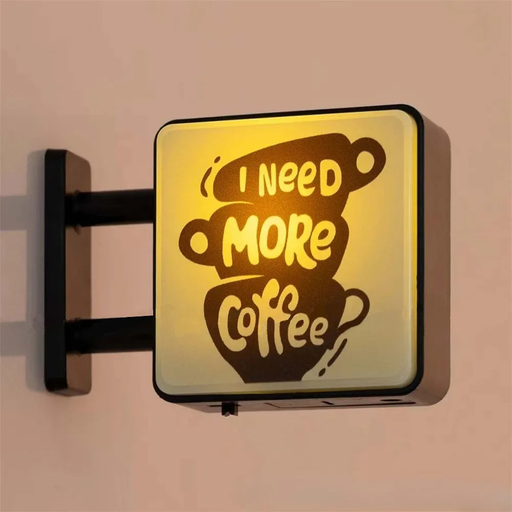 Retro Coffee Shop Fridge Magnet – Glowing Miniature Coffee Corner Magnetic Ornament for Home Décor
