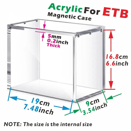 Caja de exhibición apilable de acrílico – Estuche de almacenamiento prémium ETB para cajas de entrenador élite, colecciones de juegos de cartas coleccionables y protección de exhibición de coleccionistas