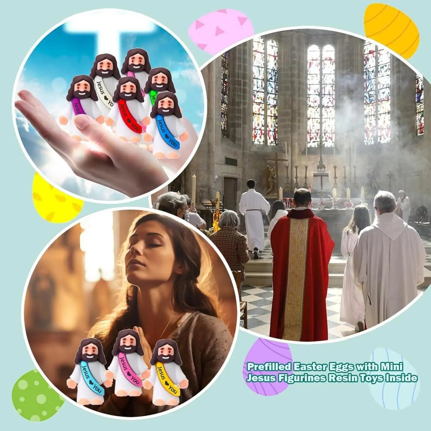 20 mini figuras de Jesús - Bonitas miniaturas de personajes religiosos para la escuela dominical, rellenos de huevos de Pascua, recuerdos de fiesta, regalos de estudio bíblico y decoraciones basadas en la fe