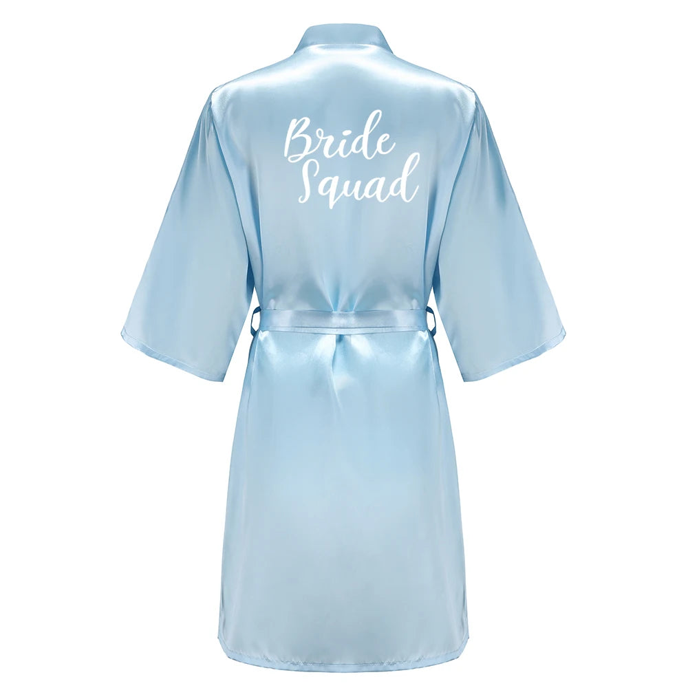 Blue Women’s Bridal Bathrobe – Bride Bridesmaid Maid of Honor Get Ready Robe Dressing Gown Gift