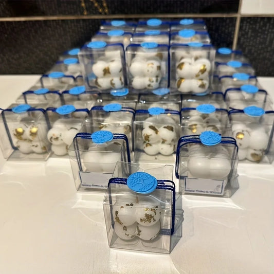 50 Cajas de Regalo Transparentes de PVC para Velas, Recuerdos de Boda, Dulces y Empaque de Regalo para Fiestas (5×5×5cm)