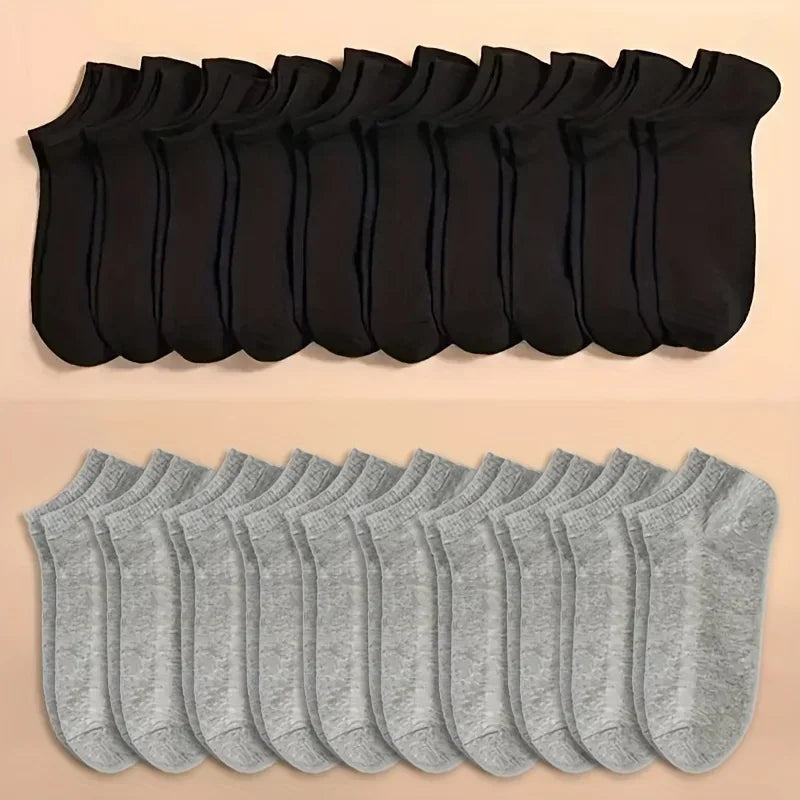 10/20/40 Pairs Unisex Cotton Ankle Socks β Soft Low Cut Everyday Socks for Men & Women