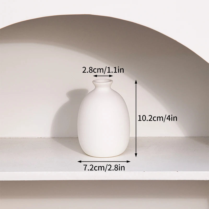 Florero Nórdico de Cerámica Blanca – Jarrón Decorativo Moderno para Sala de Estar, Decoración del Hogar y Escritorio