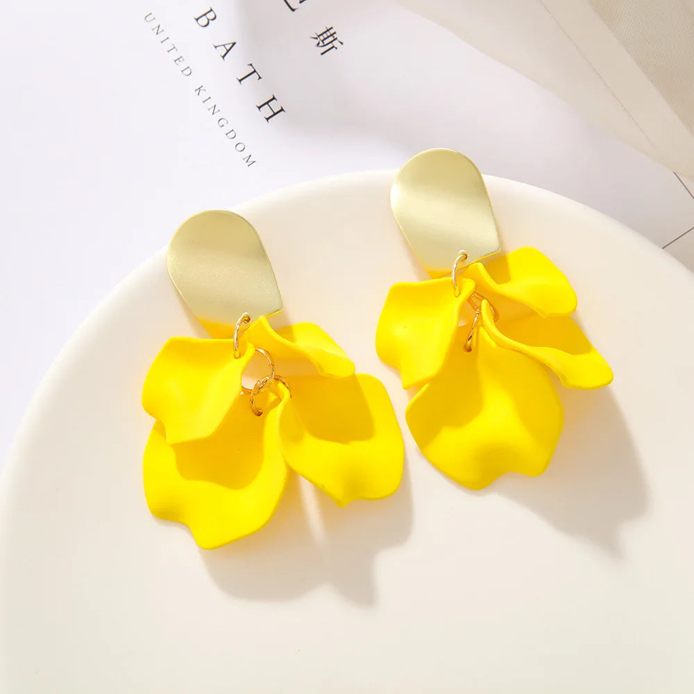 Multicolor Flower Earrings for Women – Delicate Petal Tassel Stud Earrings, Elegant Floral Jewelry for Everyday & Party Wear