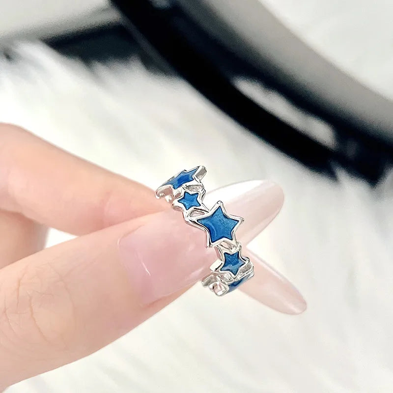 Anillo Ajustable Vintage Cruz y Estrella Irregular – Anillo Abierto Gótico Punk Plateado para Pareja, Hombre y Mujer | Joyería de Regalo Y2K E-Girl