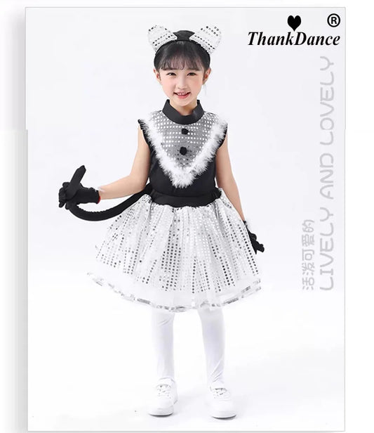Bonito disfraz de cosplay de gato para niños – Disfraz de gato y animal para niños y niñas, ropa de fiesta de Halloween