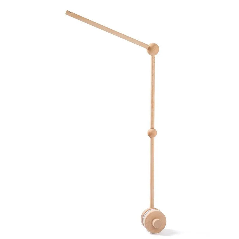 Baby Wooden Bed Bell Bracket – Newborn Crib Mobile Stand for 0-12 Months, Wooden Hanging Toy Holder with Crochet Bed Bell Rattle, Infant Nursery Decoration & Sensory Baby Toy Accessory