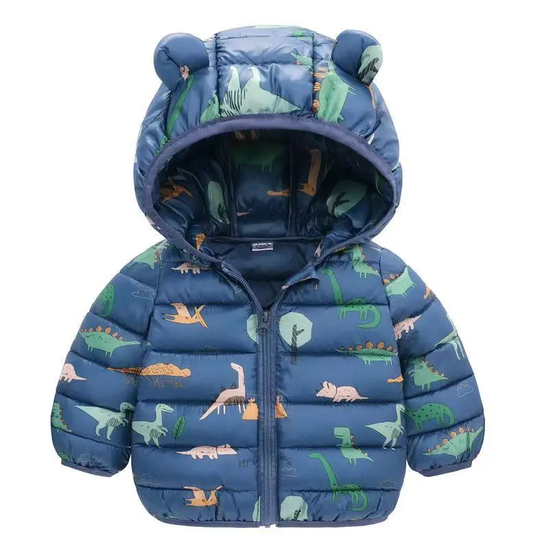 Kids’ Cartoon Hooded Winter Coat – Warm Cotton-Padded Jacket for Baby Boys & Girls, Toddler Outerwear for Ages 0–5 Years