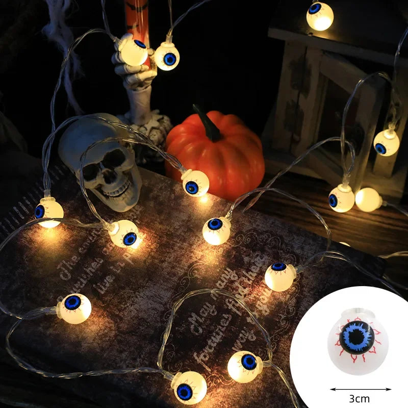 Halloween LED String Lights – Pumpkin, Skull & Eyeball Shaped Lanterns for Trick or Treat, Party, Haunted House & Horror Decor