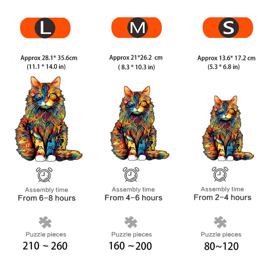 Rompecabezas de madera con diseño único de gato – Juguete rompecabezas con formas irregulares de animales, juego de ocio, decoración creativa para el hogar y regalo de Halloween, Navidad, cumpleaños