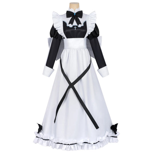 Disfraz de Cosplay de Mucama de Juego Mortal – Atuendo de Mucama Fantasma Aoi | Vestido Estilo Lolita Anime con Conjunto de Sombrero (Mujer)