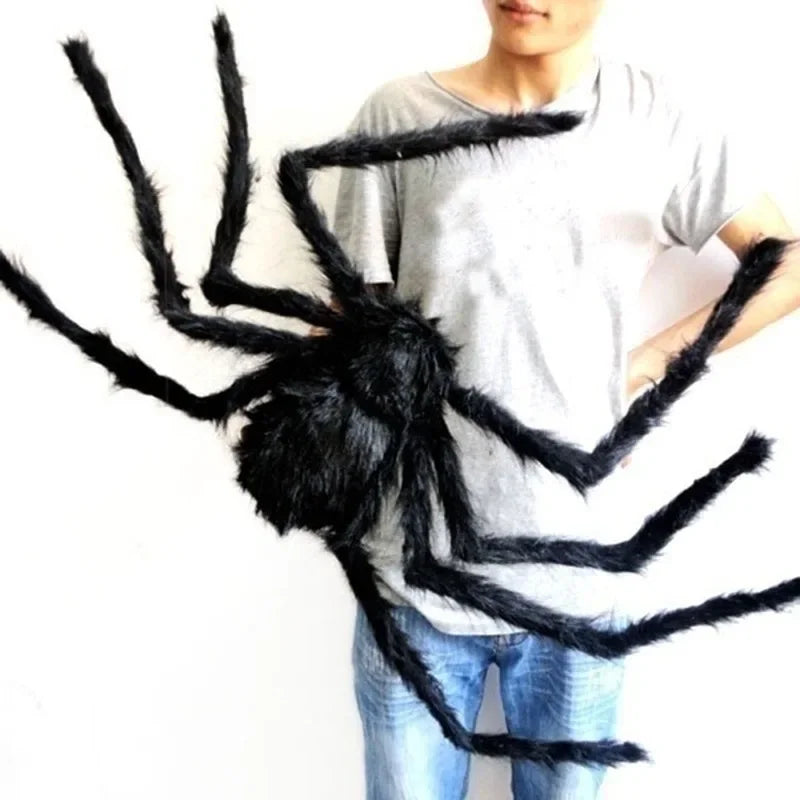 Halloween Giant Black Spider Decoration – 30–200CM Large Spider Haunted House Prop for Indoor & Outdoor Party Decor