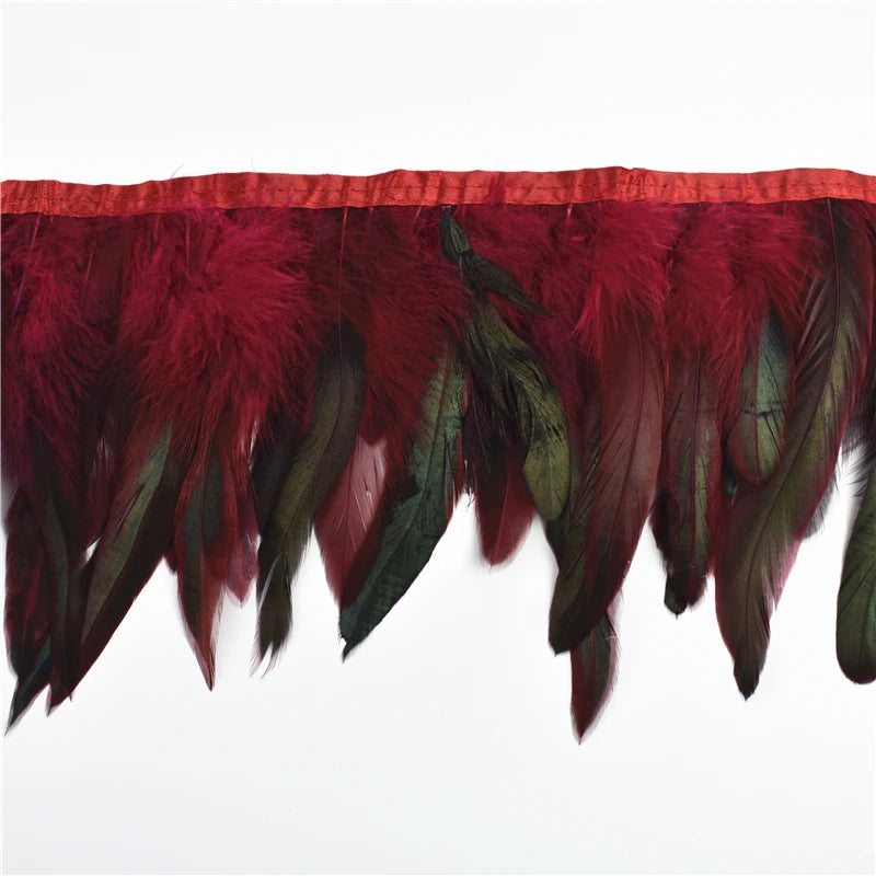 10 m Rooster Feather Fringe Trim – Natural Feather Ribbon for Sewing, Crafts & Costume Decoration