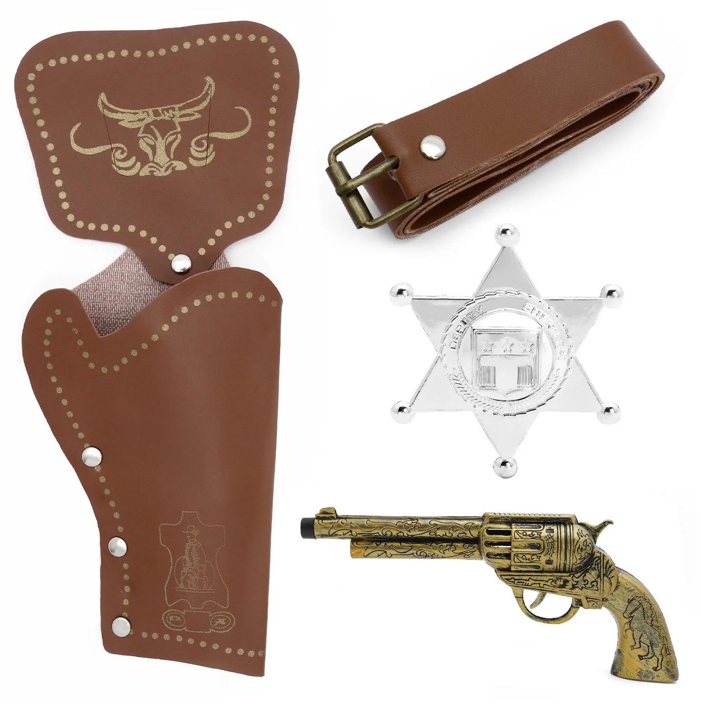 Medieval Cowboy Cosplay Outfit Set – Hat, Gun Belt, Holster & Accessories Roleplay Costume Kit