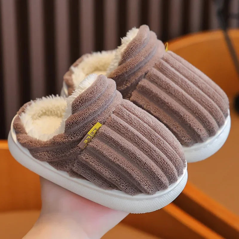 Winter Cotton Slippers for Men, Women & Kids Warm Plush Non-Slip Soft Sole House Shoes