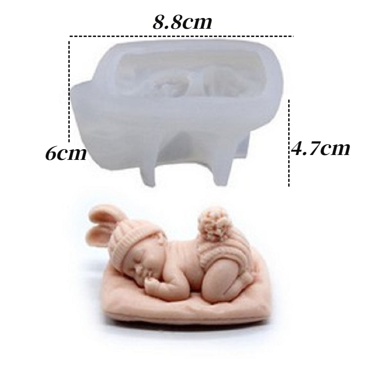 Molde de silicona 3D de bebé durmiendo para velas – Lindo molde de retrato de bebé para velas, jabones, resina, manualidades de yeso, chocolate, cubitos de hielo y proyectos de horneado DIY