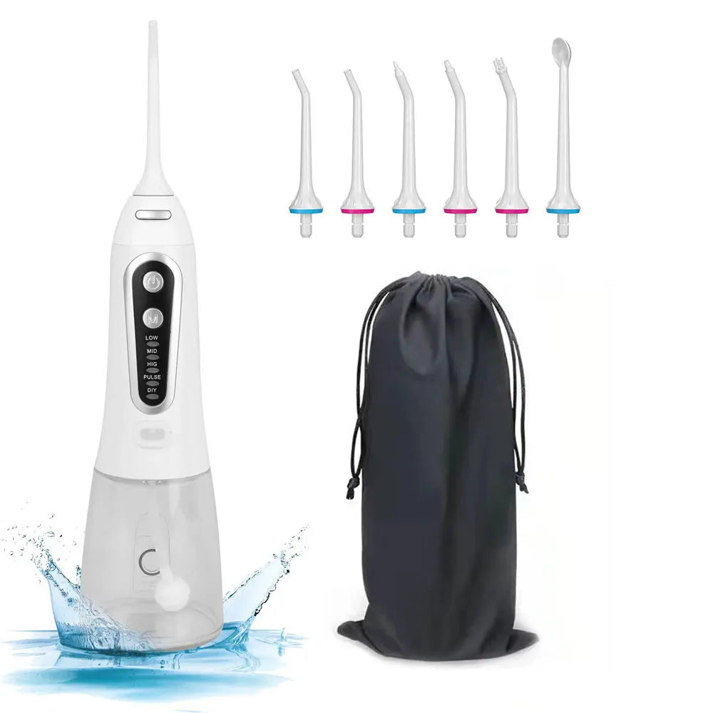 USB Rechargeable Water Flosser – Portable Oral Irrigator with 300ml Water Tank, Waterproof Dental Water Jet Teeth Cleaner for Daily Oral Care