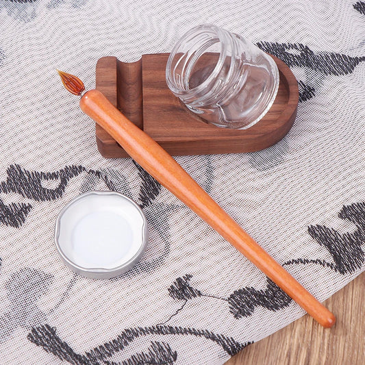Pluma de inmersión con mango de madera – Pluma estilográfica vintage para caligrafía, dibujo con tinta, ilustración de cómics, pintura con acuarelas y material de arte