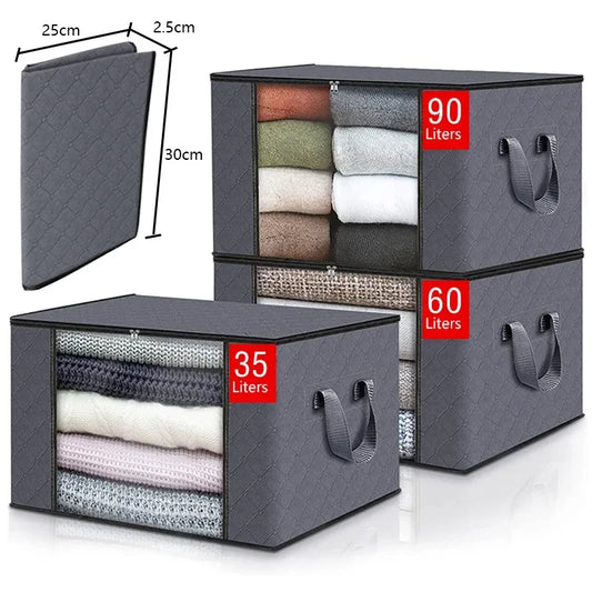 Bolsa de almacenamiento plegable de gran capacidad – Contenedor organizador de ropa y mantas para armarios, guardarropas y organización del hogar
