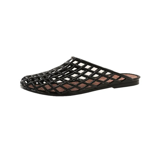 Sandalias transparentes de PVC tipo cangrejera para mujer, planas, sin cordones, con dijes