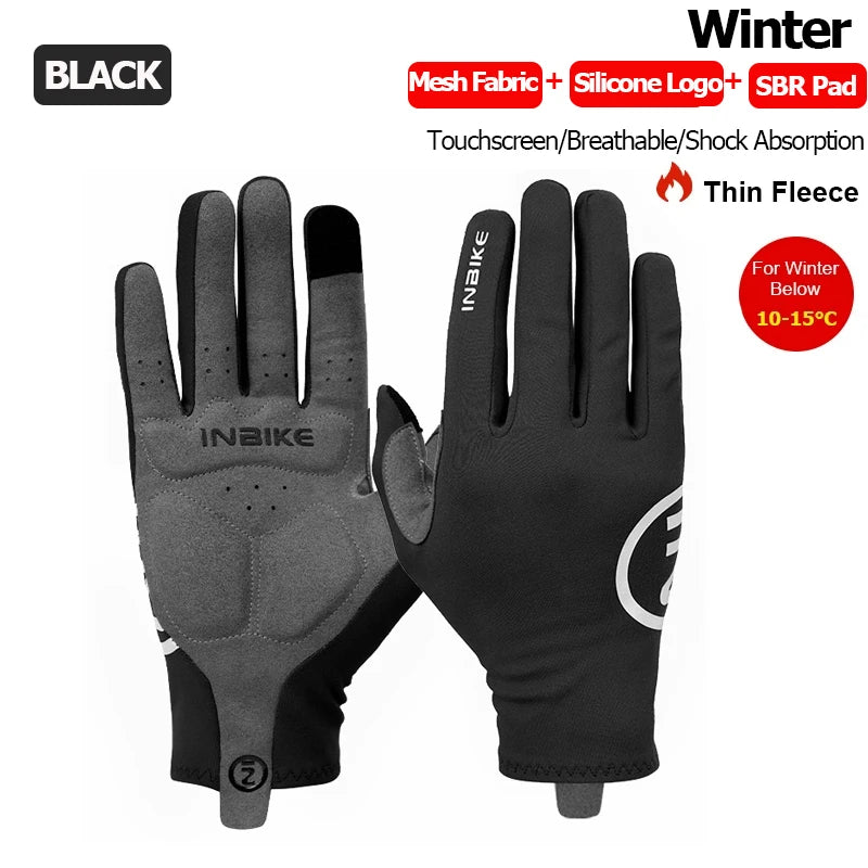 Guantes de ciclismo INBIKE 2024 – Guantes de bici de forro polar con dedos completos y acolchado de gel para hombre, accesorios de invierno con pantalla táctil para ciclismo de carretera y MTB