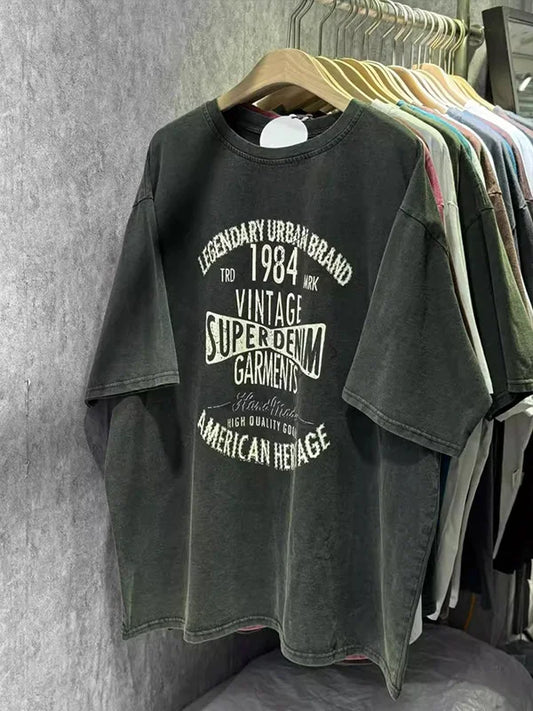 Unisex Retro Cotton T-Shirt – Vintage Printed Short Sleeve Loose Fit Casual Tee, Quick-Dry Summer Fashion Top