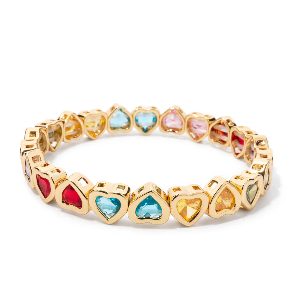 Brazalete de puño elástico para mujer 2024 Gold Love con diamantes de imitación color melocotón, joyería de moda