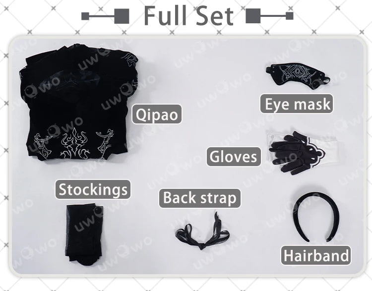 UWOWO 2B Cosplay Costume – Fanart Cheongsam Redesign Outfit (NieR: Automata Inspired, Halloween/Pre-Sale)