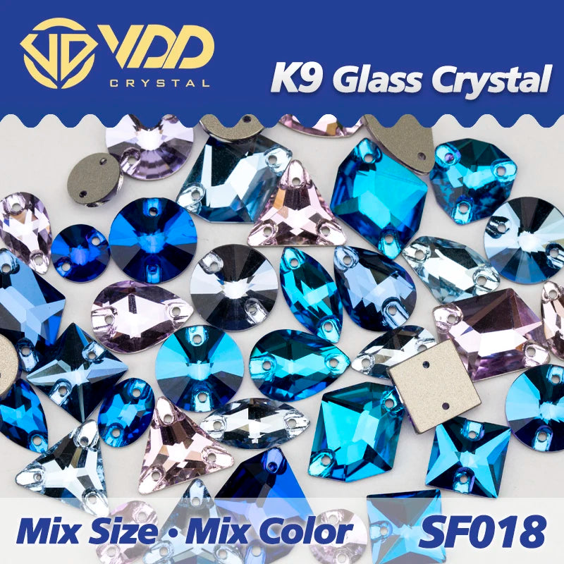 Strass à coudre en cristal K9 AB Mix – Pierres plates en verre AAAAA pour vêtements, robes de mariée et projets de bricolage