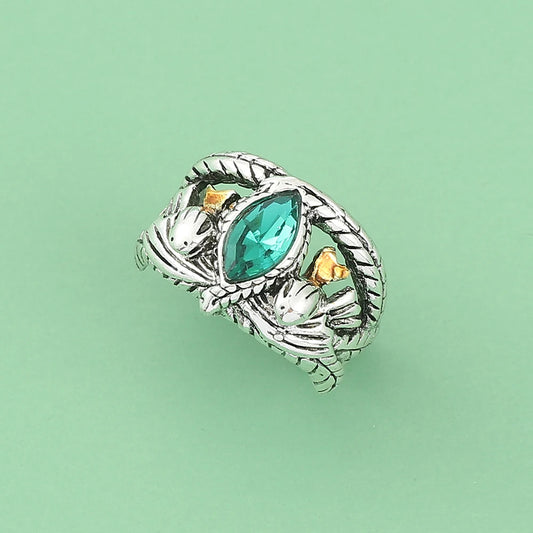 Anillo de cristal verde inspirado en el Anillo de Barahir – Anillo de cosplay de fantasía de Gondor vintage para hombres | Regalo de joyería medieval