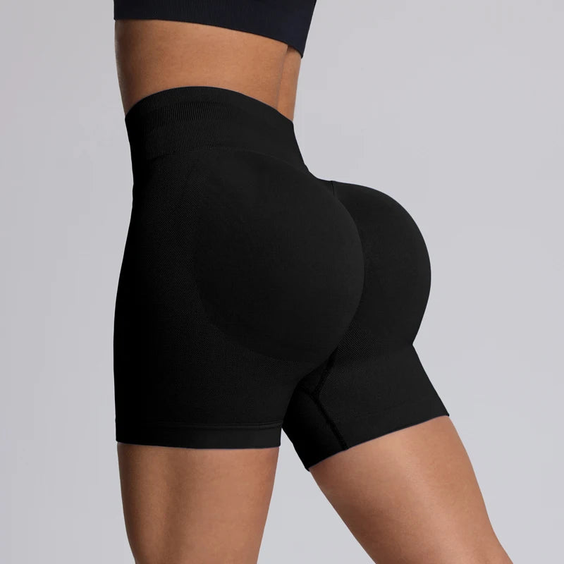Pantalones Cortos de Yoga de Alto Impacto para Mujer Cintura Alta Control de Abdomen Sin Costuras para Gimnasio Correr Fitness
