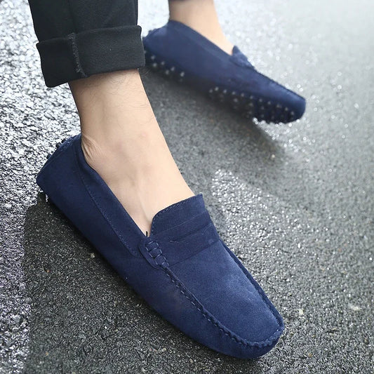 Mocasines de Ante de Cuero Genuino para Hombre – Zapatos de Conducción Casuales Hechos a Mano, Mocasines y Bailarinas Cómodos y a la Moda