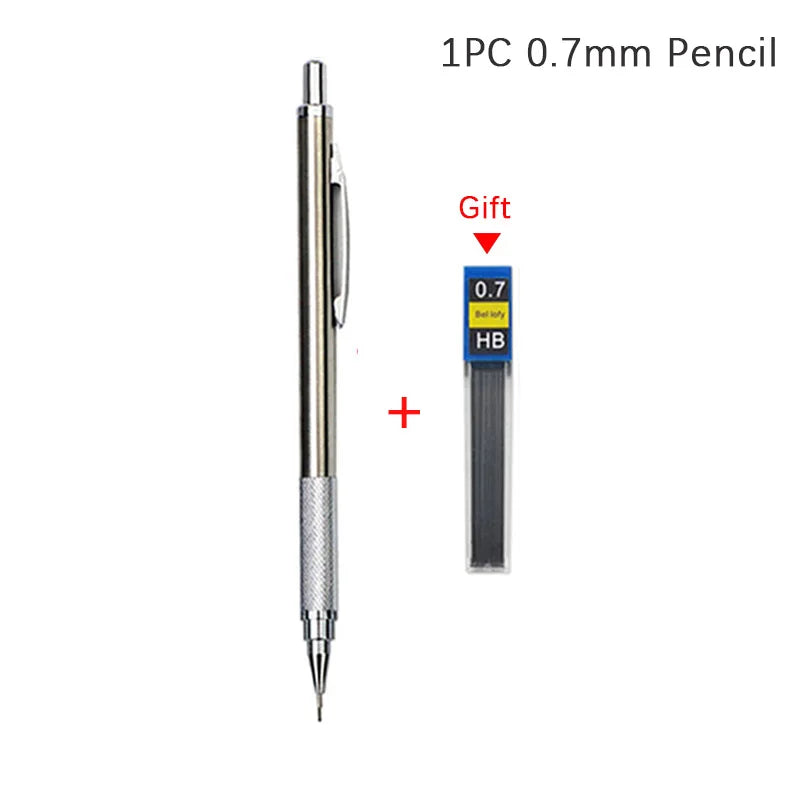 Portaminas Completamente Metálico de 0.3/0.5/0.7/0.9/1.3/2.0/3.0 mm – Lápiz de Dibujo Técnico Automático con Minas para Dibujo, Boceto, Pintura, Suministros de Oficina y Escolares