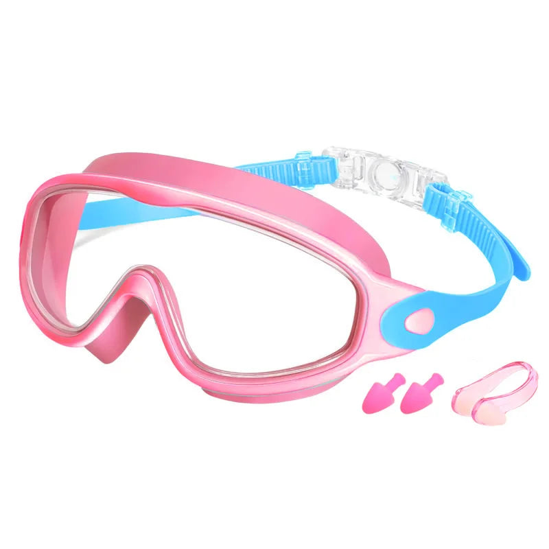 Colorful Kids Swimming Goggles – Wide-Vision Anti-UV & Anti-Fog No-Leak Swim Glasses for Boys & Girls Ages 3-15, Pool Accessories