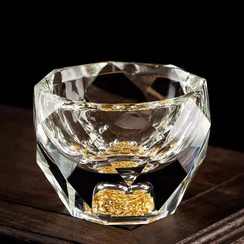 50ml Crystal Shot Glass, Diamond Faceted Double-Bottom Glass Cup, Elegant Whiskey Liquor Glass, Mini Espresso and Tea Cup, Luxury Bar Drinkware