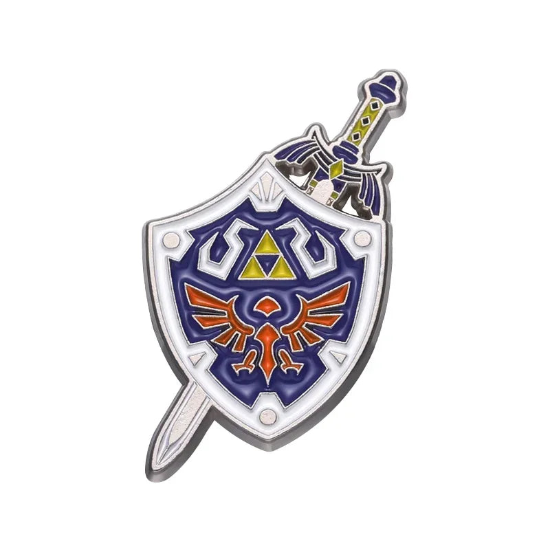 Adventure Game Enamel Pins – Shield, Master Sword & Mask Brooch Set Cosplay Lapel Badge Jewelry Gift