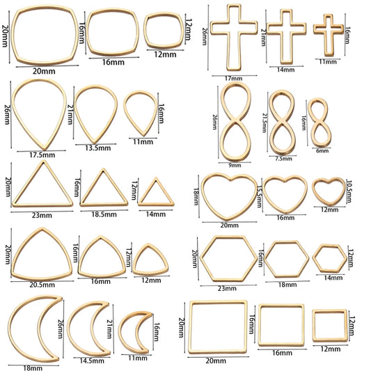 10 piezas de acero inoxidable huecas geométricas biseladas, dijes de marco, conectores colgantes para hacer aretes, collares y joyas