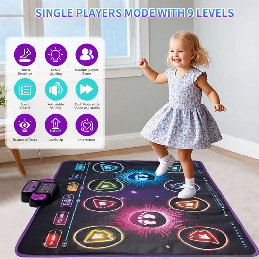 Alfombrilla de baile electrónica para niños – Alfombrilla de baile musical para dos jugadores con 9 niveles Juguete educativo