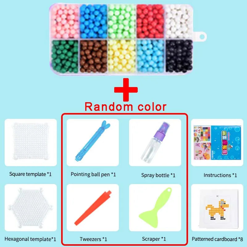 Kit de création perles à souder à l'eau 1000 pièces – Ensemble de perles magiques à pulvériser pour les arts, l'artisanat et le jeu créatif des enfants