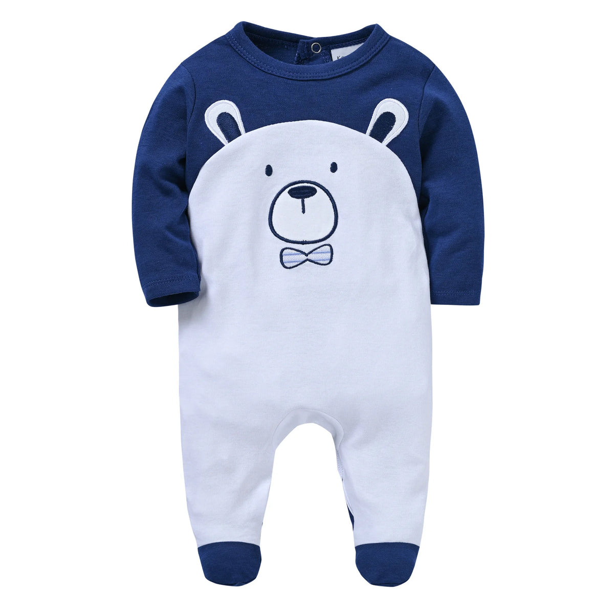 Spring Baby Boy Cotton Romper – Blue Bear Print Knit Jumpsuit & Newborn Overalls Pajamas, Soft Casual Outfit for Infants & Toddlers
