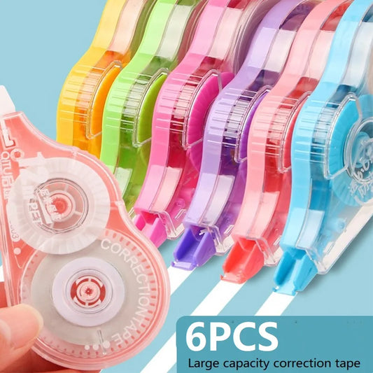 Juego de 6 Cintas Correctoras Kawaii – Cinta Correctora Bonita para Escuela, Oficina, Reparación de Errores de Escritura y Artículos de Papelería