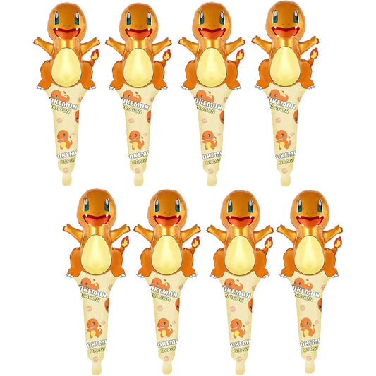 Globo de pie de Pokémon – Globo de palo de mano de dibujos animados de Pikachu para decoraciones de fiesta de cumpleaños de niños y niñas y suministros para baby shower