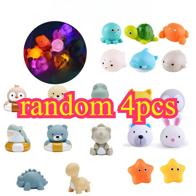 LED Light-Up Floating Bath Toy Set with Fishing Net & Animals for Babies, Toddlers & Kids