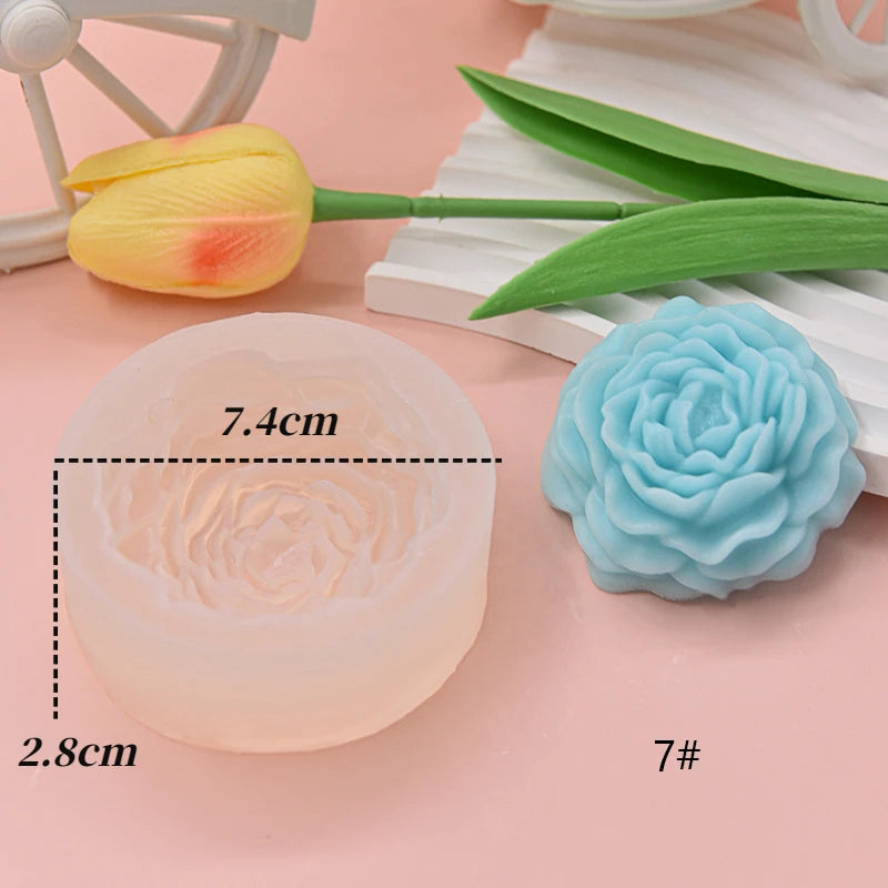 Molde de silicona grande de peonía para velas – Molde floral de rosa 3D para hacer velas, jabón, resina, yeso, hornear pasteles y manualidades de decoración del hogar