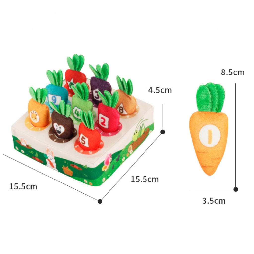 Montessori Wooden Carrot Harvest Toy Color, Number, Shape & Animal Matching Educational Toy