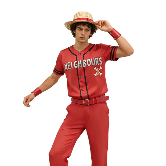 Disfraz de cosplay inspirado en One Piece – Atuendo de rol de anime para hombres y mujeres, conjunto de manga corta para Halloween, carnaval y fiestas (M–3XL)